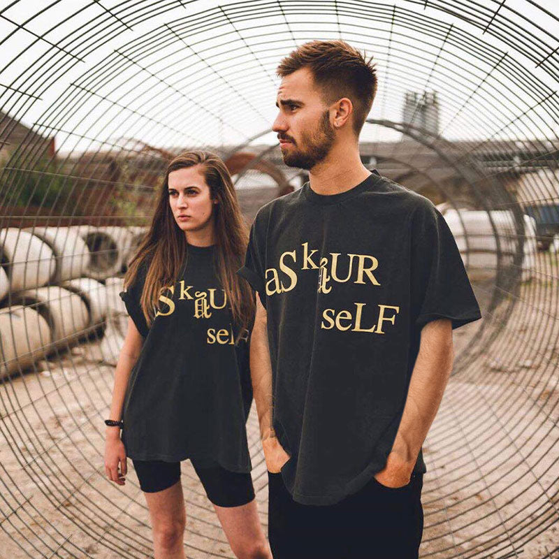 Askyurself T Shirt Short Sleeve Men's Loose T-shirt Women's Summer