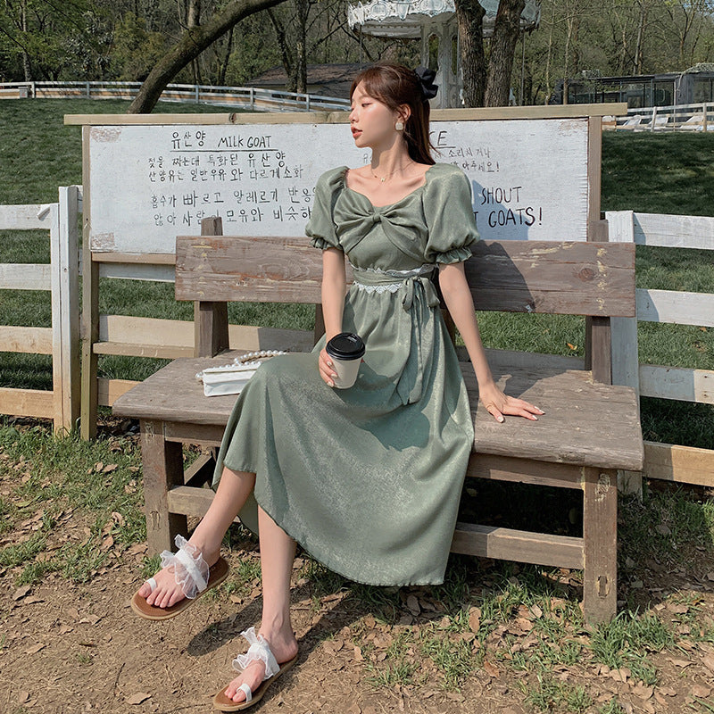 Regency Dress Tea Break Court Retro Minority First Love Mori Style Short Sleeve Dress