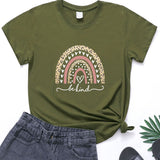 Valentine's Day T Shirt Women's Short-Sleeved T-shirt Heart Leopard Print Cotton