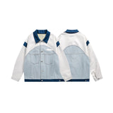 Men Denim Jackets Fall Color-Blocking Denim Jacket for Men and Women