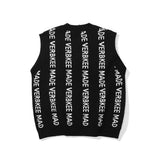 Men Sweater Letter Jacquard Sweater Vest Men's Street Fashion Loose Outerwear
