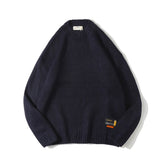 Man Fall Outfis Autumn Solid Color Simple Round Neck Sweater Casual Cotton Knitwear