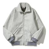 Cardigan Baseball Jacket Fog Multi-Line Joint Name Glue-Pressing Reflective Letter Zipper Woolen Jacket Coat