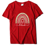 Valentine's Day T Shirt Women's Short-Sleeved T-shirt Heart Leopard Print Cotton