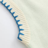 Men Sweater Hand Stitching Color Matching Sweater Vest Man Sleeveless Sweater Vest Outer Wear
