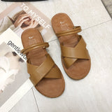 Women Open Toe Sandals Flats Summer Cross Flat Heel Fashion Sandals