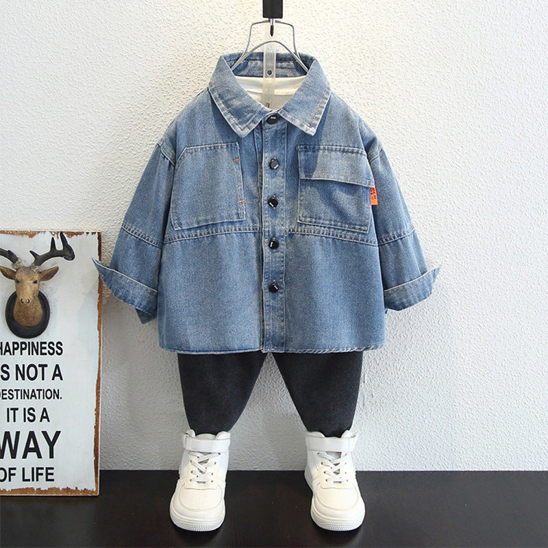 Toddler Boys Jackets Children's Clothing Boys Autumn Clothing Denim Shirt Spring and Autumn