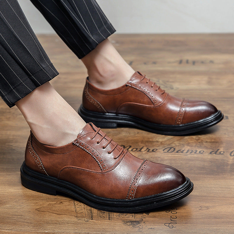 Men's Dress Shoes Classic Leather Oxfords Casual Cushioned Loafer Business Leisure Trend Comfortable Men's Shoes