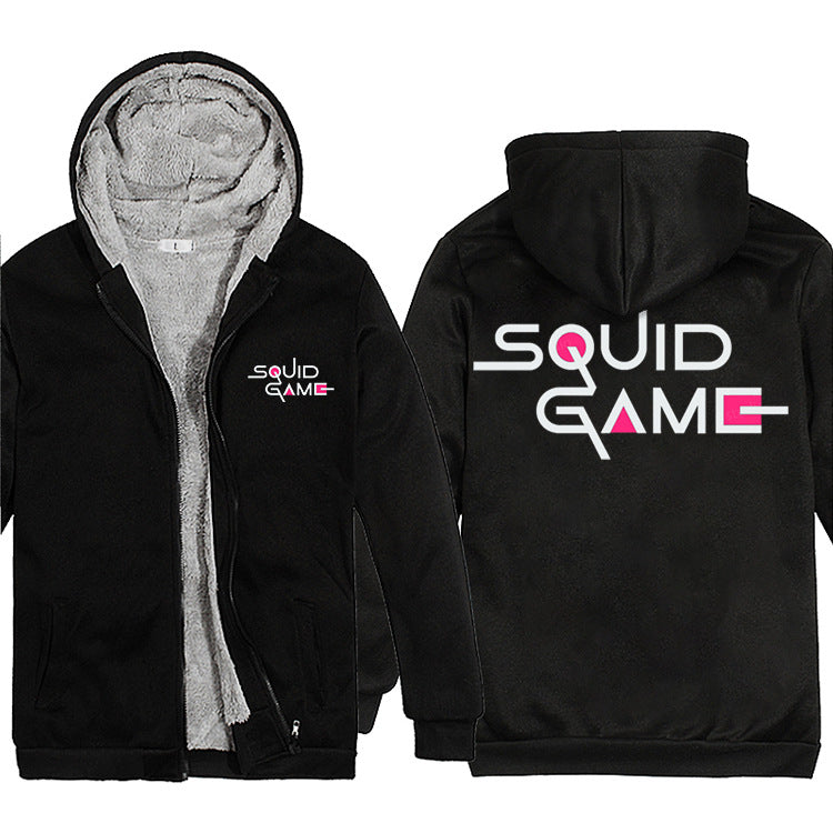 Squid Game Costume Pattern Printed Men's and Women's Loose Thick Zipper Hooded Sweater