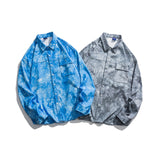 Man Fall Outfis Tie-Dyed Long-Sleeved Shirt Loose Casual Shirt