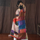 Gypsy Style Dresses Printed Lace V-neck Pastoral Loose