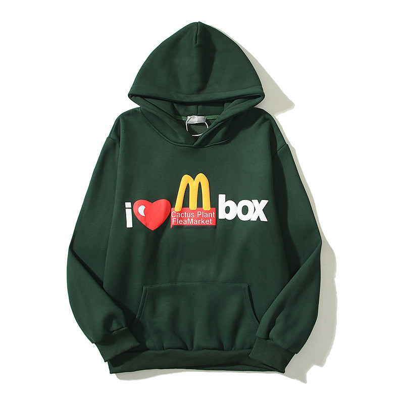 Kanye West Sunday Service Hoodie M Smiley Face Puff Print Velvet Padded Hooded Sweatshirt