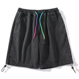 Men Denim Shorts Japanese-Style Retro Denim Short Summer Loose Straight Casual