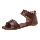 Women Open Toe Sandals Flats Plus Size Slippers Flat Vintage Lace Peep Toe Sandals