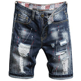 Men Jorts Hong Kong Style Summer Denim Shorts Men's Loose