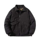 Varsity Jacket Retro Lapels Cotton Jacket Men'S Solid Color