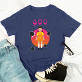 Squid Game Costume printed loose cotton round neck short sleeve t-shirt for women