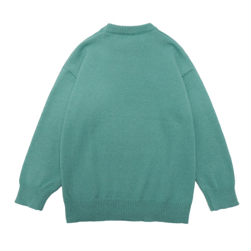 Men Sweater Cartoon Stickers Cloth Printing Knitwear Men's Street Pullover