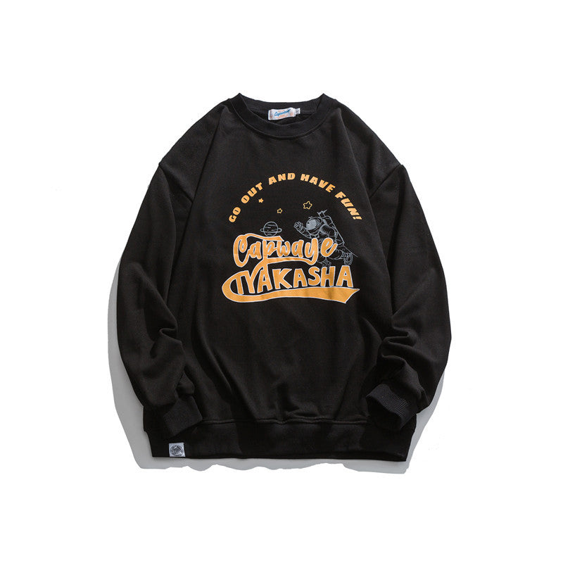 Crew Neck Sweatshirts for Men Men's Autumn Cartoon Letter Print Sweater Pullover Coat