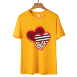 Valentine's Day T Shirts Couples Leopard Print Heart Printing Women's Pullover T-shirt