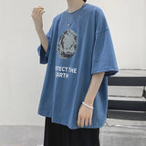 Men T-Shirts Loose Half Sleeve Print