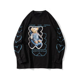 Man Fall Outfits Street Fun Cartoon Printed Long-Sleeved T-shirt Men's and Women's Casual round Neck Sweater