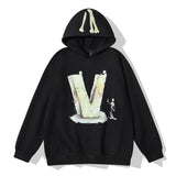 Kanye West Sunday Service Hoodie Skull V Stereo Word Printing Plus Velvet Hoodie