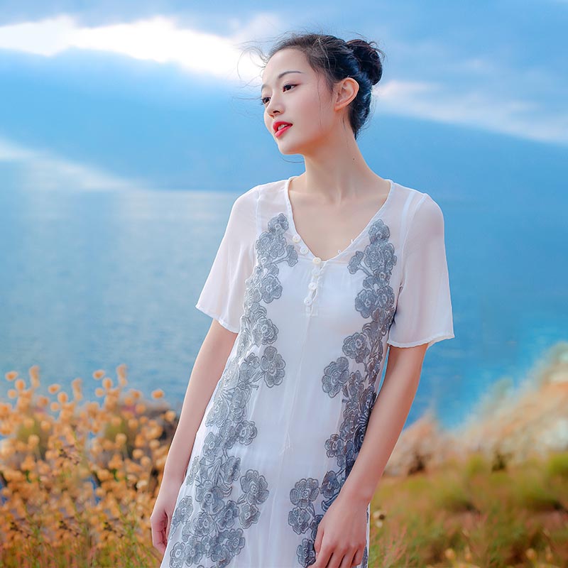 Beth Dutton Bohemian Dress Summer Spring Maxi Dresses See-through Flowy Embroidered Maxi Dress