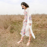 Beth Dutton Bohemian Dress Winter Autumn Maxi Dresses Embroidery Tassel V-neck Dress