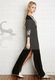 Beth Dutton Bohemian Dress Winter Autumn Maxi Dresses Embroidered Slit Black Dress