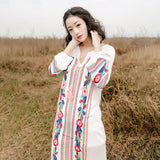 Beth Dutton Bohemian Dress Winter Autumn Maxi Dresses Embroidery Tassel V-neck Dress