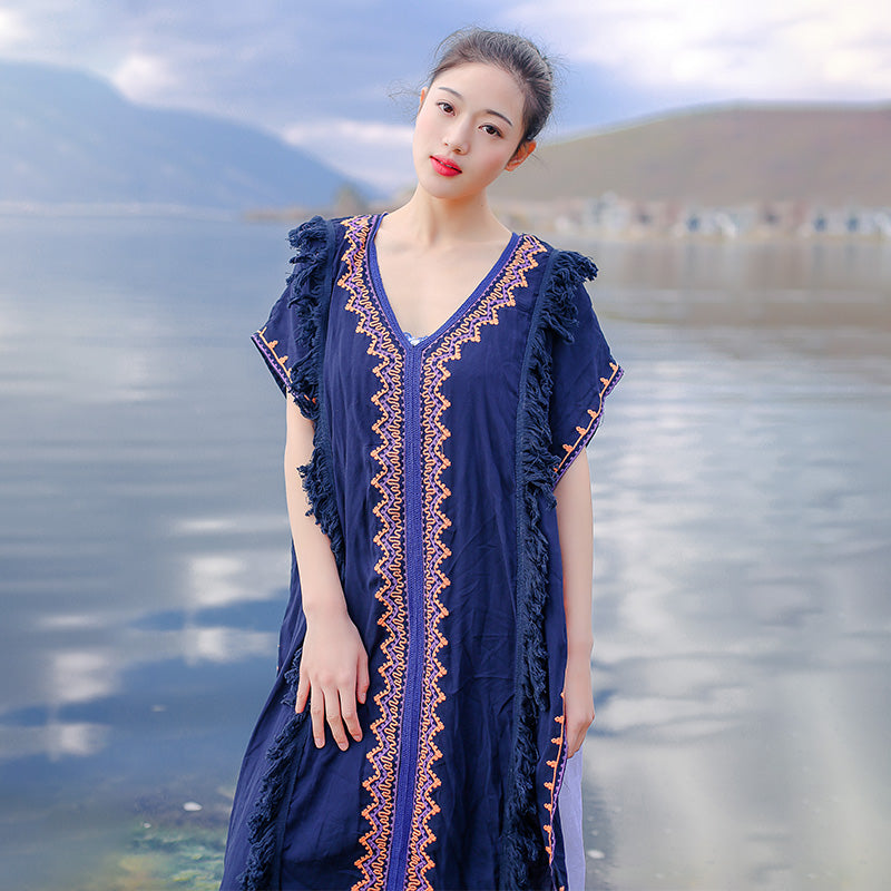 Beth Dutton Bohemian Dress Summer Spring Midi Dress Embroidery Casual Fashion