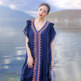 Beth Dutton Bohemian Dress Summer Spring Midi Dress Embroidery Casual Fashion