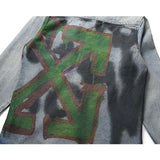 Off White Jacket Ow Arrow Graffiti Denim Jacket Men'S And Women'S Tops Casual Jacket Owt