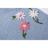 Men Sweater Flower Embroidered Knitwear Sweater Men Loose Long Sleeve Top