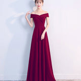 Burgundy Dress Formal Party Dress Sexy off-the-Shoulder Long Dress