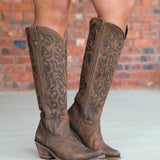 Beth Dutton Shoes Autumn and Winter Fashion Mid Heel Chunky Heel Embroidery Tall Knight Boots Women