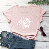 Valentine's Day T Shirt Happy Valentine Day Men's and Women's Letters Street Style Short Sleeve
