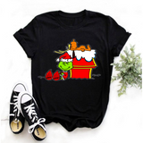 Men and Women Grinch Shirt Grinch Print Oversized Loose-Fitting T-shirt