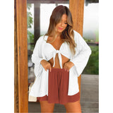 Coachella Music Festival Outfits Drawstring Solid Color Loose Casual Shorts Fashion Women's Pants