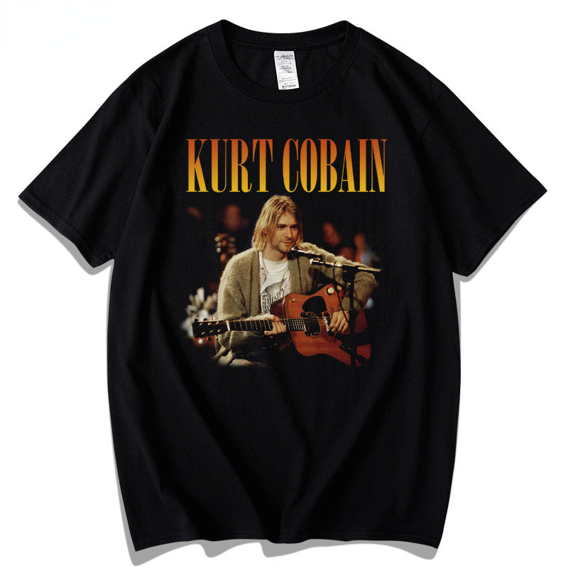 Nirvana T Shirt Kurt Cobain Rock Music Printing Cotton Loose Men And Women