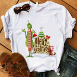 Men And Women Grinch Shirt Christmas Grinch Printed Round Neck T-shirt
