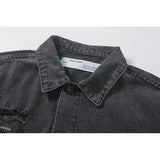 Off White Arrow Denim Jacket Jean Coat Letter Arrow Washed Distressed Men'S Denim Jacket Coat Owt