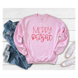 Merry and Bright Sweatshirts Crew Neck Sweater Merry and Bright