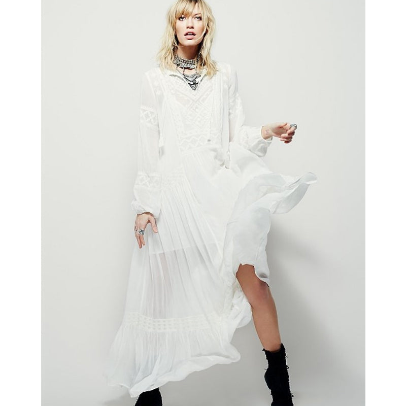 Beth Dutton Bohemian Dress Summer Spring Midi Dress Spring and Autumn Embroidery Maxi Dress