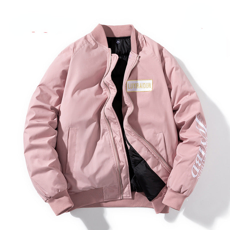 Varsity Jacket Embroidered Cotton-Padded Baseball Uniform Hooded Jacket For Men