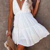 Coachella Music Festival Outfits Elegant V-neck Brace Patchwork Skirt