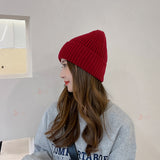 Red Beanie Hat Autumn and Winter Retro Knitted Hat Wool Dome