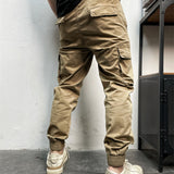 Cuffed Cargo Pants Summer Drawstring Elastic Retro Overalls