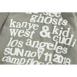 Kanye West Sunday Service Hoodie Letter Puff Print Gray Green Fleece Hoodie
